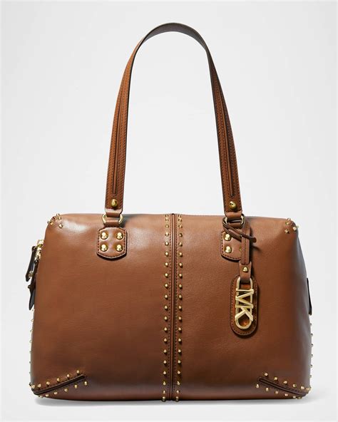 michael kors astor large studded leather satchel|michael kors astor bag.